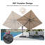 Parasol rectangulaire pivotant à 360 ° pivotant à gauche et à droite et inclinable en porte-à-faux beige avec rotation à 360 degrés-114644184