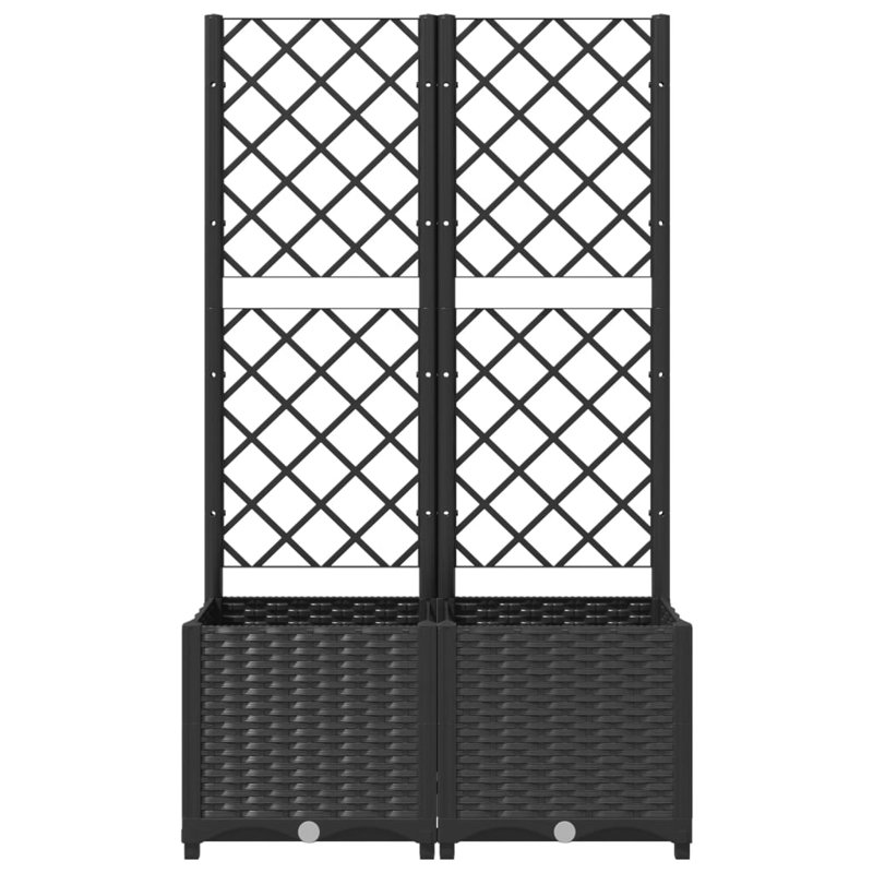 Latitude Run® Garden Planter With Trellis PP, Black, 53.5" H x 31.5" W x 15.7" D