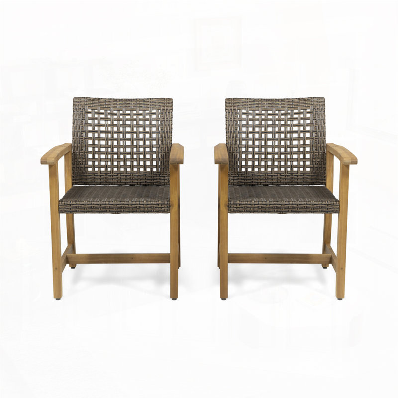 Fauteuils club d'extérieur en bois d'acacia, Brun