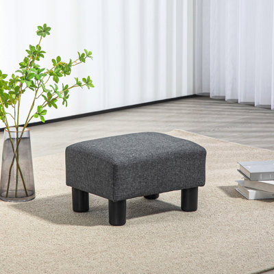 Repose-pieds gris anthracite, recouvert de lin, petit pour tous, confortable en gris, revêtement en tissu, salon de repos