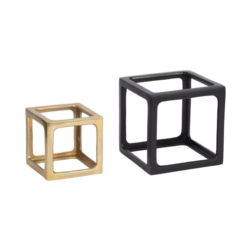 Set of 2 5 and 7" Metal Open Square Object - 7" x 7" x 7"