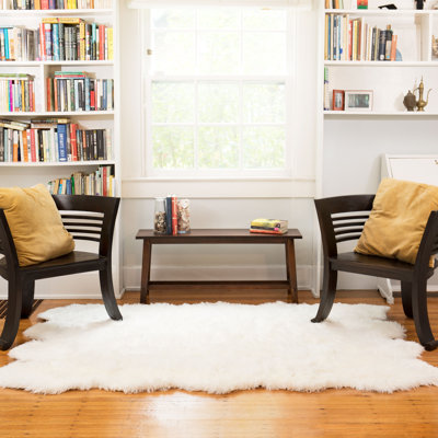 KeAndre Faux Fur White Area Rug