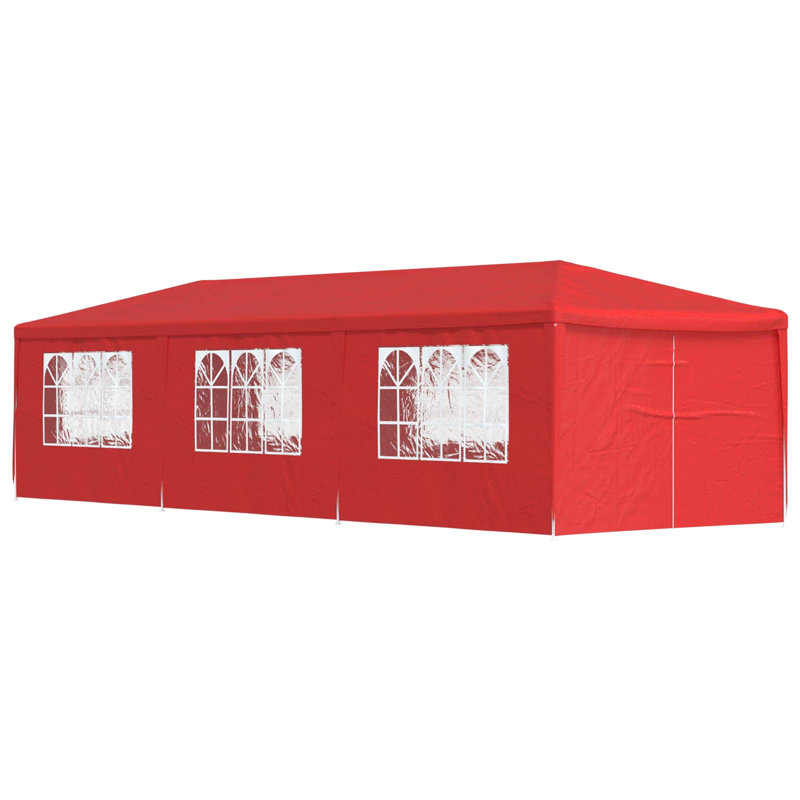 vidaXL Party Tent Outdoor Canopy Garden Pavilion Marquee Gazebo Sun Shade, 255cm H x 900cm W x 300cm D, Red