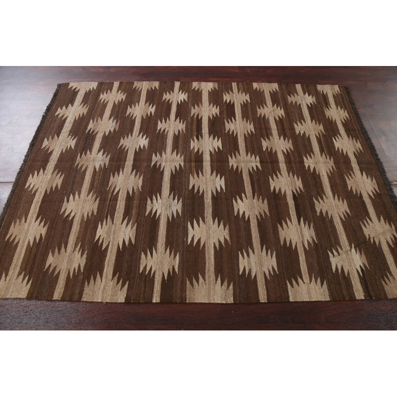 Tapis kilim à teinture naturelle tissé à plat 5 x 7