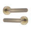 1 Pair Modern Lima Knurled Design Premium Door Handles on Round Rose in Antique Brass