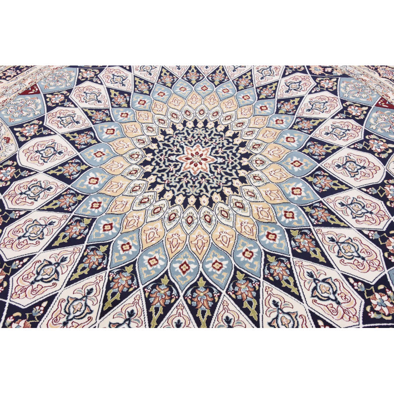 Tapis bleu Jackson Jackson, Ivory/Navy, Rond 5 pi 3 po