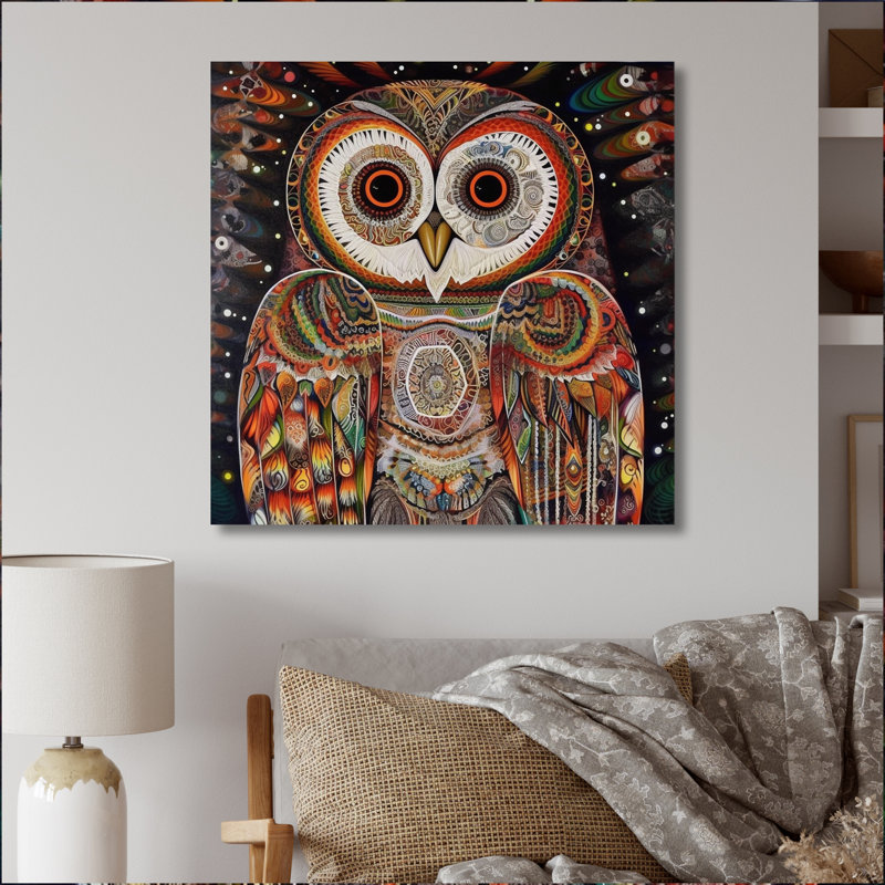 Hibou blanc magique I, H 16 po x l 16 po x P 1 po, Toile tendue