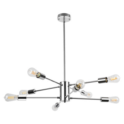 Luminaire suspendu linéaire moderne de style lustre spoutnik à 8 lumières Isador