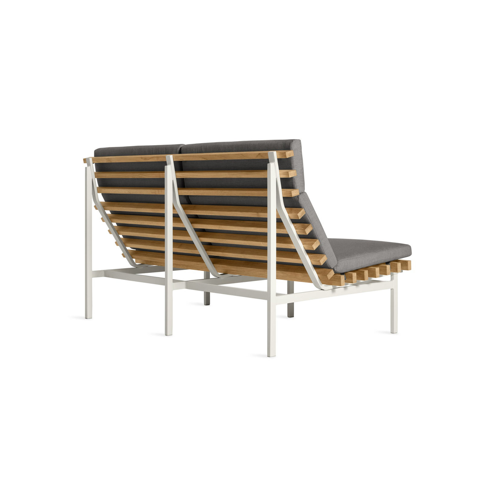 Perch 59'' Wide Powder Coated Aluminum Loveseat with Cushions, Toohey Charcoal, White