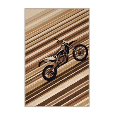 Tapis moelleux et moelleux à rayures rustiques en velours brun et beige
