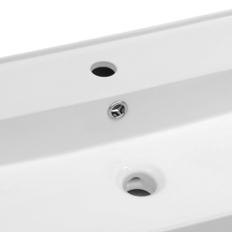 24"X16" White Ceramic Rectangular Wall Mounted Bathroom Sink With Faucet Hole And Overflow