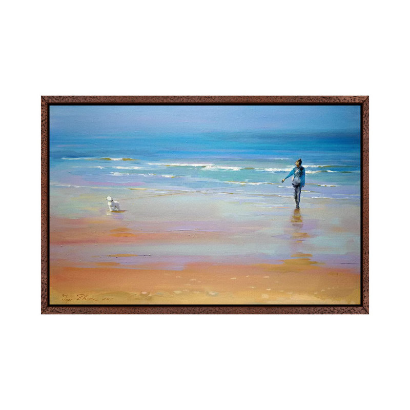 Friends On A Walk by Igor Zhuk - Painting on Canvas, 45.72cm H x 66.04cm W x 3.81cm D, Brown Framed