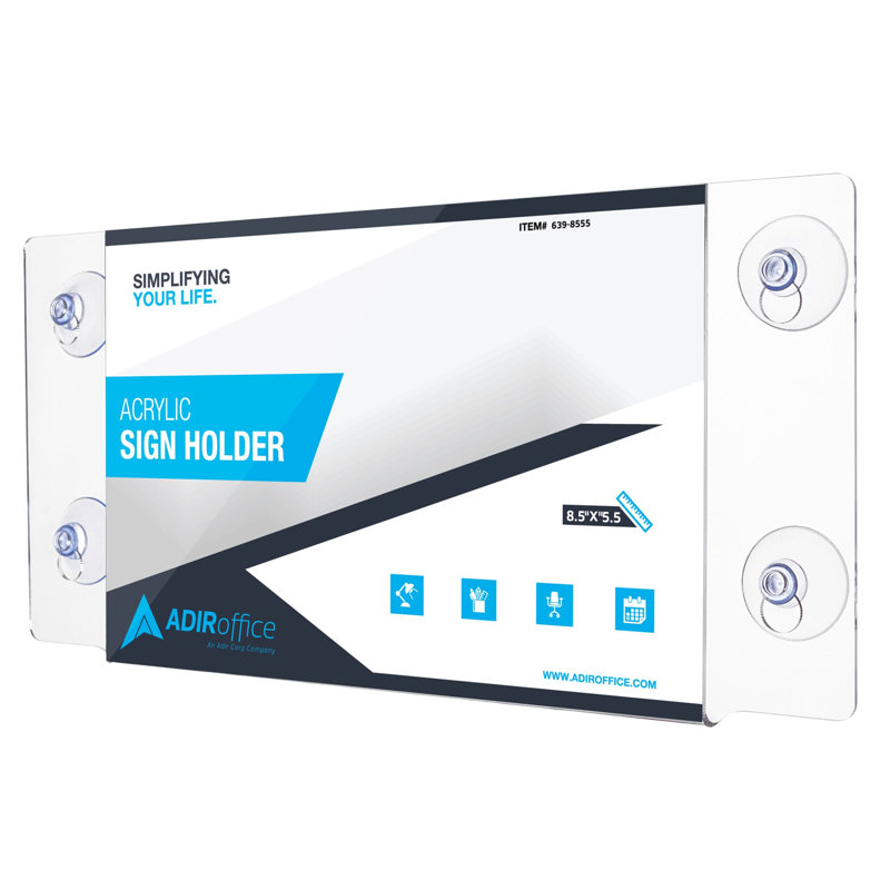 Porte-enseigne acrylique de fenêtre, H 5,5 po x l 8,5 po x P 0,12 po