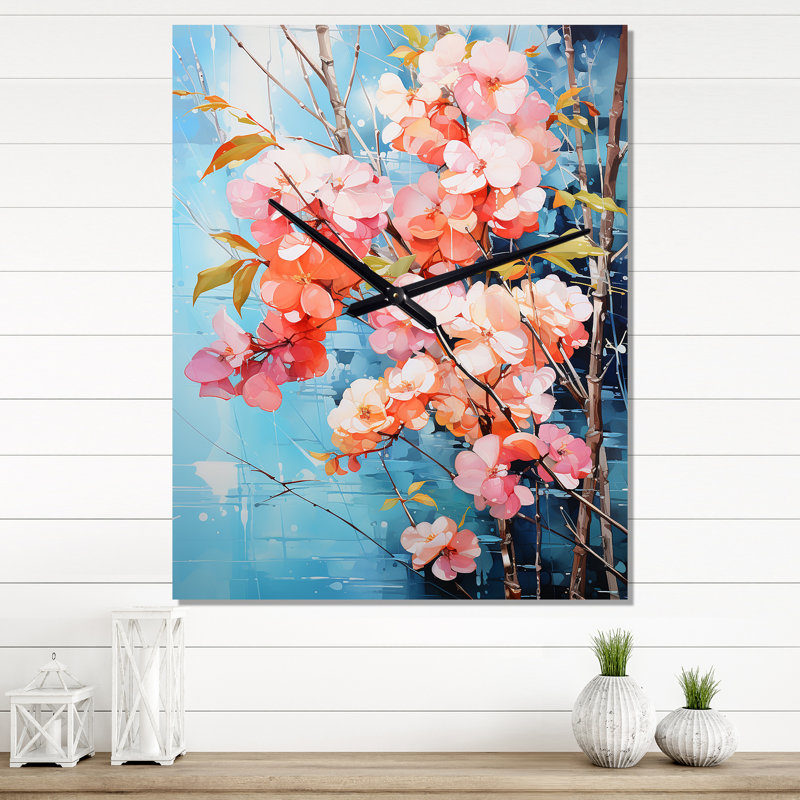 Bamboo Dreams I - Horloge murale florale, H 28 po x l 12 po x P 1 po