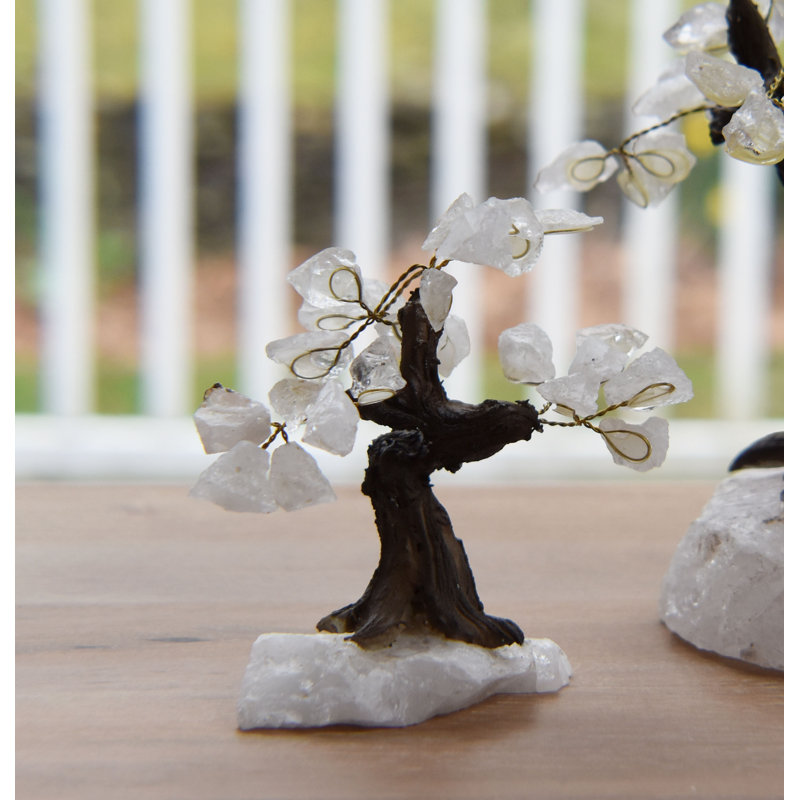 Bonsaï artificiel sur pied, Cristal de quartz, H 7 po x l 5 po x P 5 po