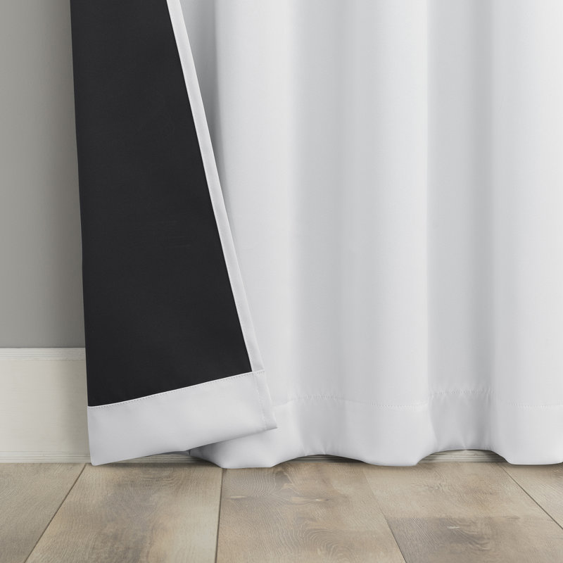 White 84" Polyester Blackout Back Tab Curtain Panel Pair