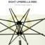 Parasol de patio blanc 9 pi, inclinaison et manivelle, identificateur de spécialité, plissé avec des pampilles, 8 baleines pour terrasse de jardin