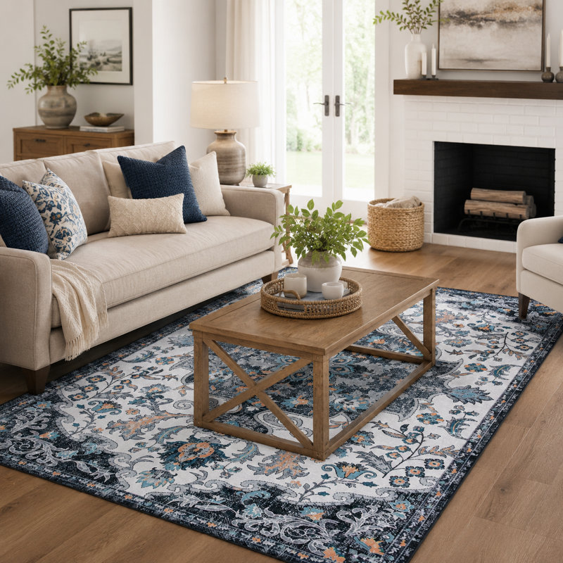 Straub Large Tranditional Rugs Living Room Rug Washable Bedroom Rug Non-Slip Colorful Vintage Accent Floor Carpet For Home Decor