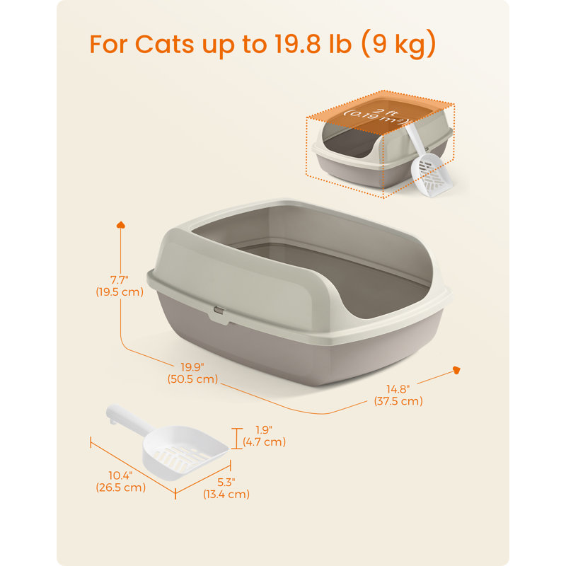 Polypropylene Litter Box, 19.5cm H x 37.5cm W x 50.5cm D, White