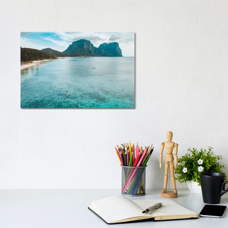Island Lagoon Paddle Boarder by James Vodicka - Wrapped Canvas Gallery-Wrapped Canvas Giclée, 20.32cm H x 30.48cm W