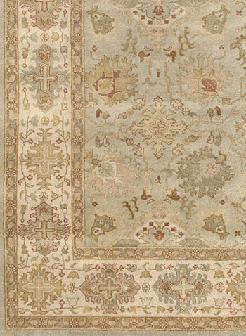 Kamala Wool Oriental Area Rug in Beige/Olive, Rectangle 2' x 3'