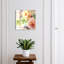 Wall mounted key box, Opens to the left, 30x30x5, White, watercolor flowers in pastel colors, 