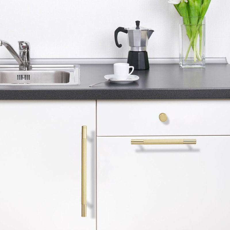 Paquet de 20 poignées d'armoire - Poignées de tiroir moletées - Quincaillerie de cuisine durable avec installation facile - Comprend les vis de fixation