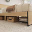 Structure de lit double en rotin avec tête de lit et tiroir, plateforme Boho, lattes en métal