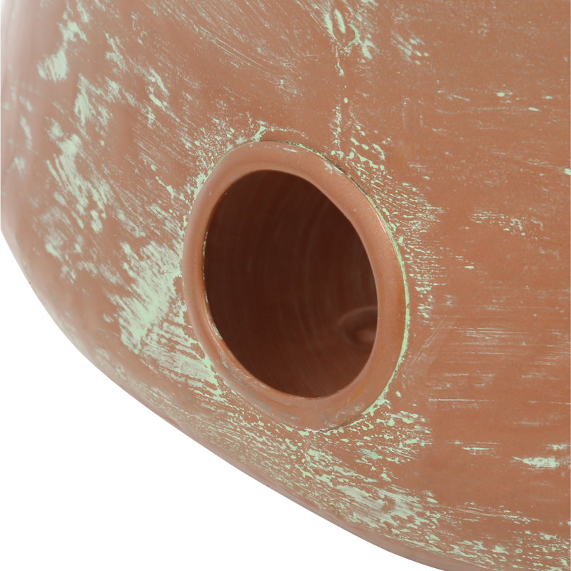 Copper Finish Cylinder Garden Hose Holder with Patina