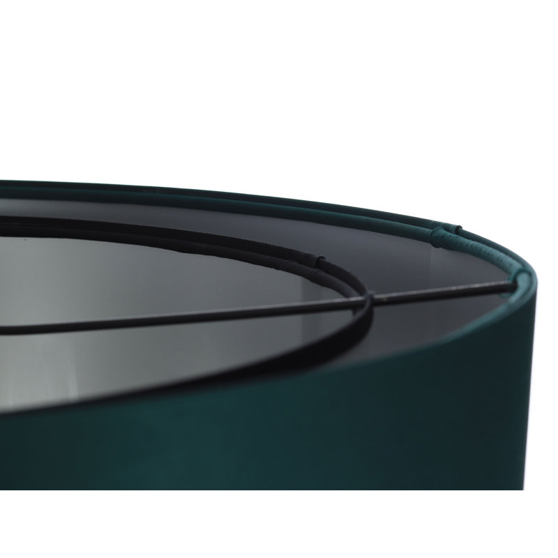 Rivington 1 - Light Black/Silver Drum Pendant, Dark Green/Silver, 20cm H x 50cm W x 50cm D