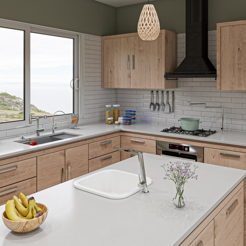 33.86'' L Double Bowl Granite Kitchen Sink, Titanium