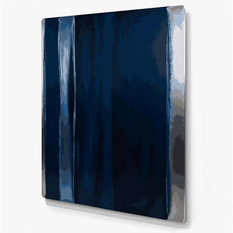 Art mural abstrait en métal bleu 19, H 11 po x l 14 po