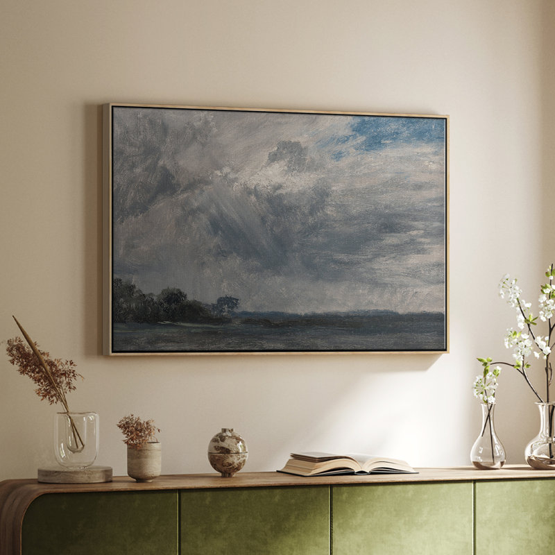 Paysage rétro - DCCLxx, H 25 po x l 37 po x P 2 po, Toile argentée avec cadre flottant