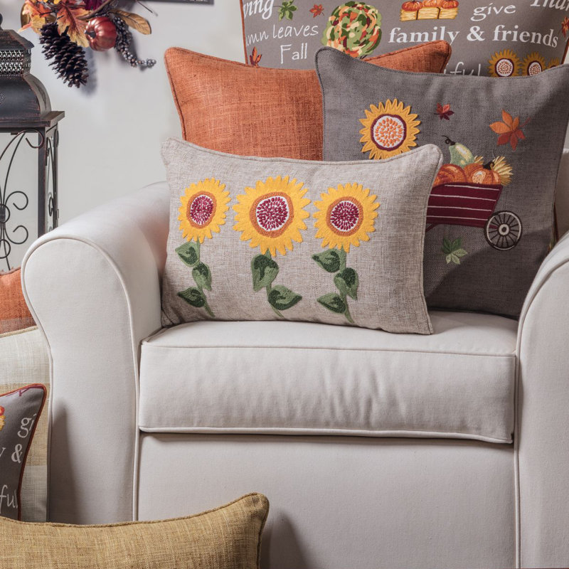  Coussin lombaire brodé Sunflower Delight