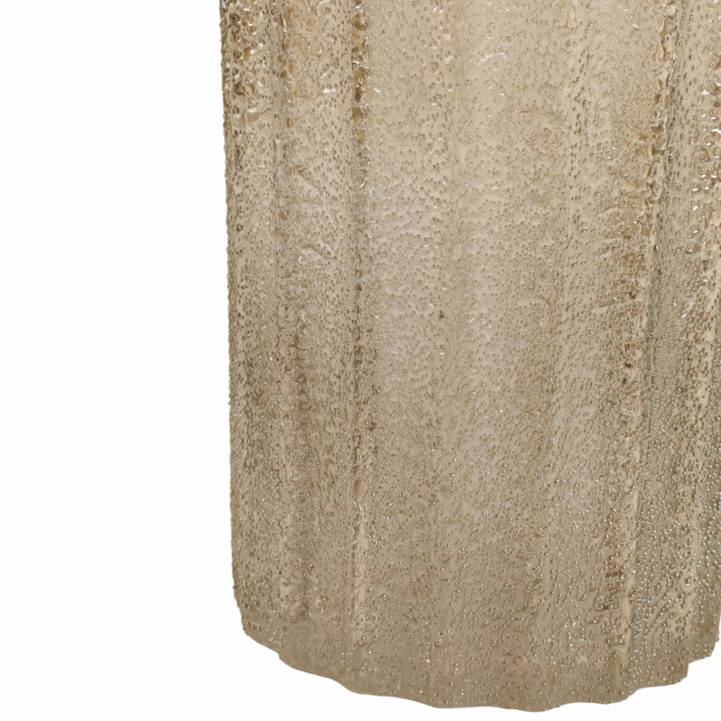 Glass Vase Ribbed Textured Decorative Modern Style Sculpted Design for Casual Home Decor, 12" H x 6" W x 6" D