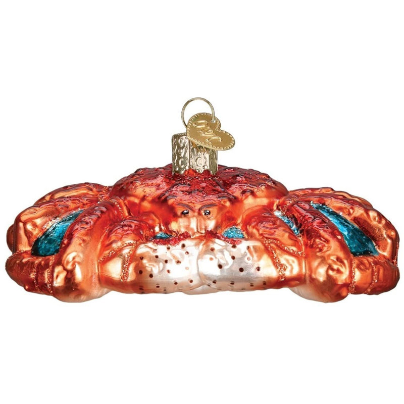 Ornement en verre soufflé Old World Christmas pour arbre de Noël, crabe royal
