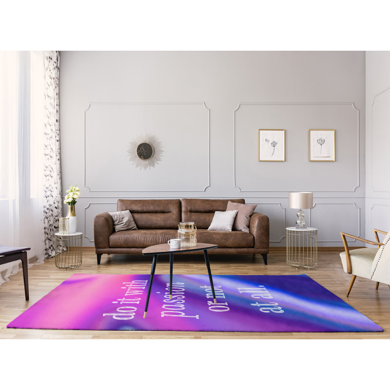 Tapis de poly-chenille en polyester multicolore citation de passion, Rectangle 5 pi x 7 pi