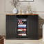 Station de café moderne cannelée de 55 po avec espace pour réfrigérateur à boissons, grande armoire de rangement avec tablettes réglables