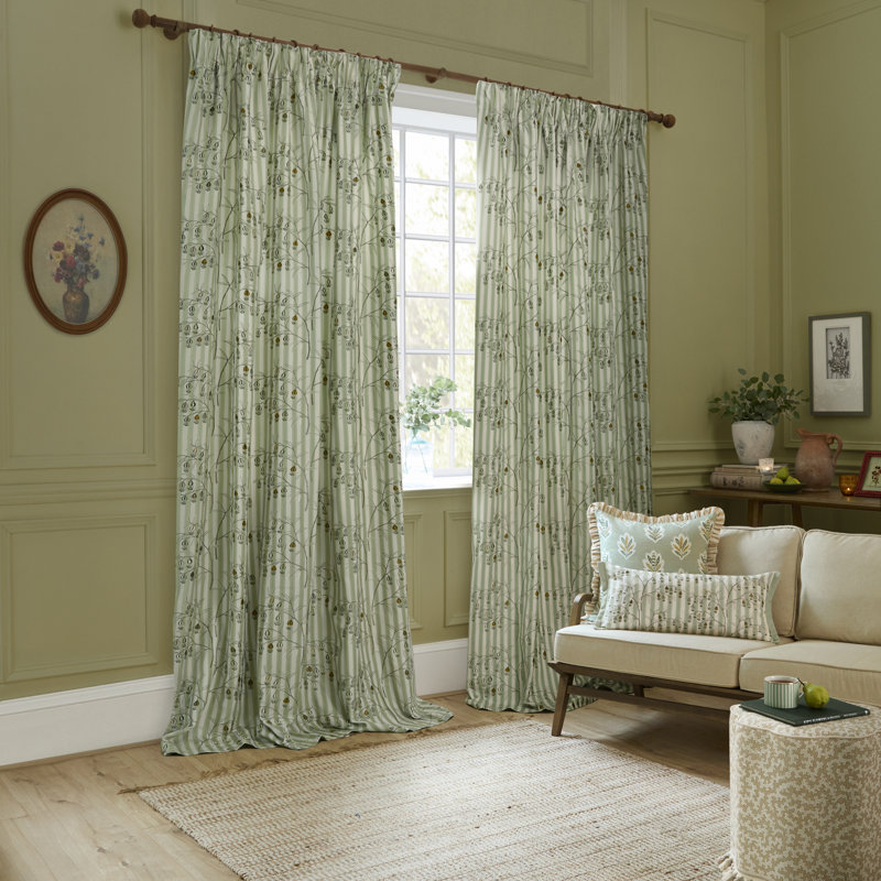 Chinese Lanterns Room Darkening Curtain Panel Pair, Green, 65.75cm Width x 228cm Drop