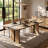 86.6" W Modern Light Oak Dining Table with Double Pedestal