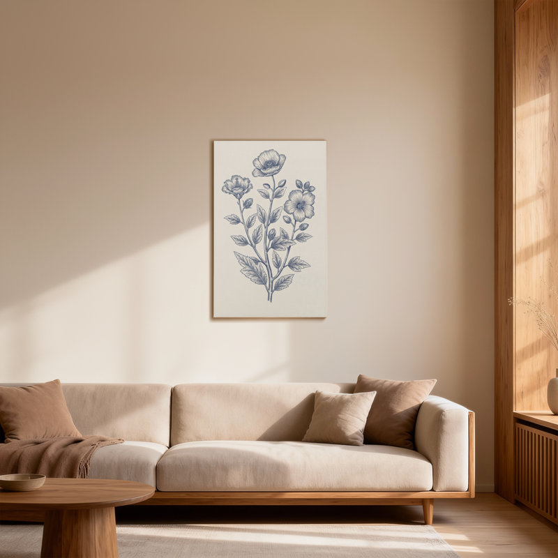 Plantes et fleurs à motif floral, H 24 po x l 36 po