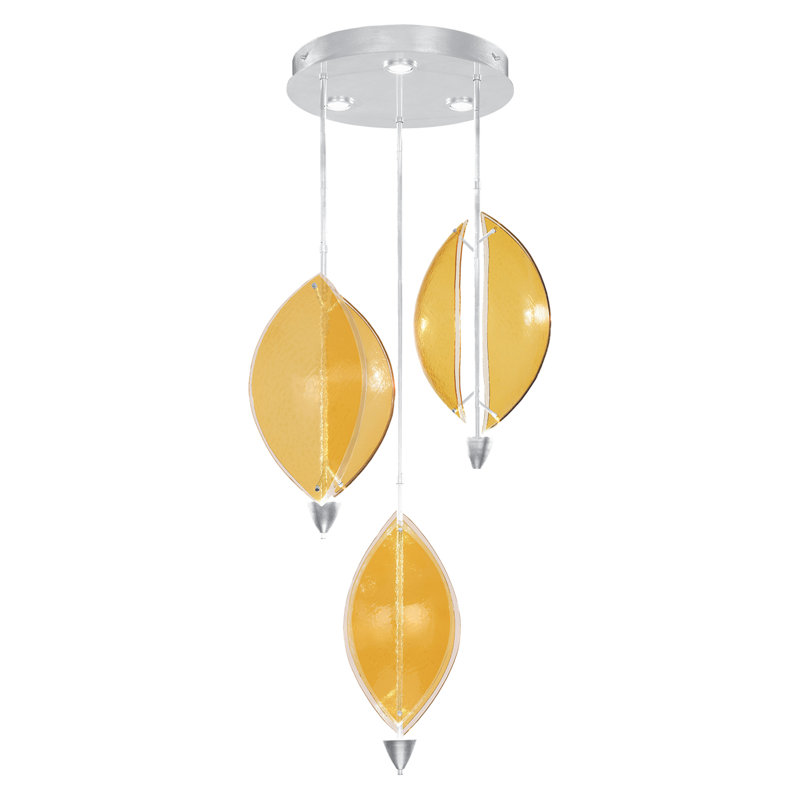 Luminaire suspendu rond 28,5 po Embark, Feuille d'argent standard, Ambre