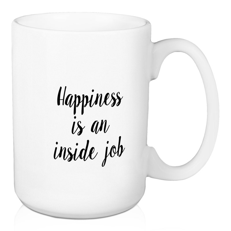 Le bonheur est une grande tasse à café à l’intérieur du travail Desjardins