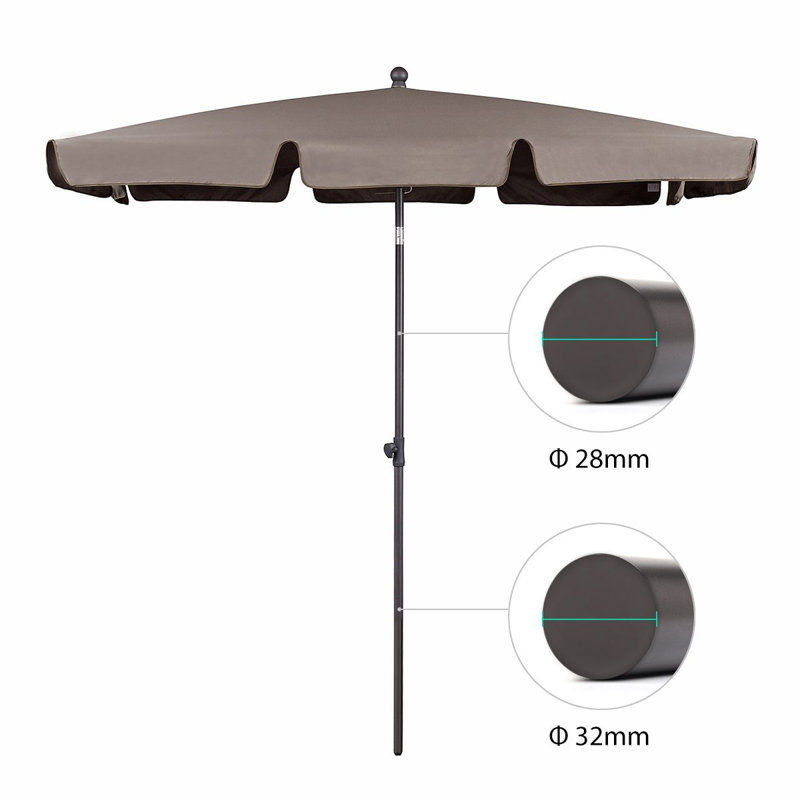 Arlin 200cm X 125cm Rectangular Market Parasol, Brown