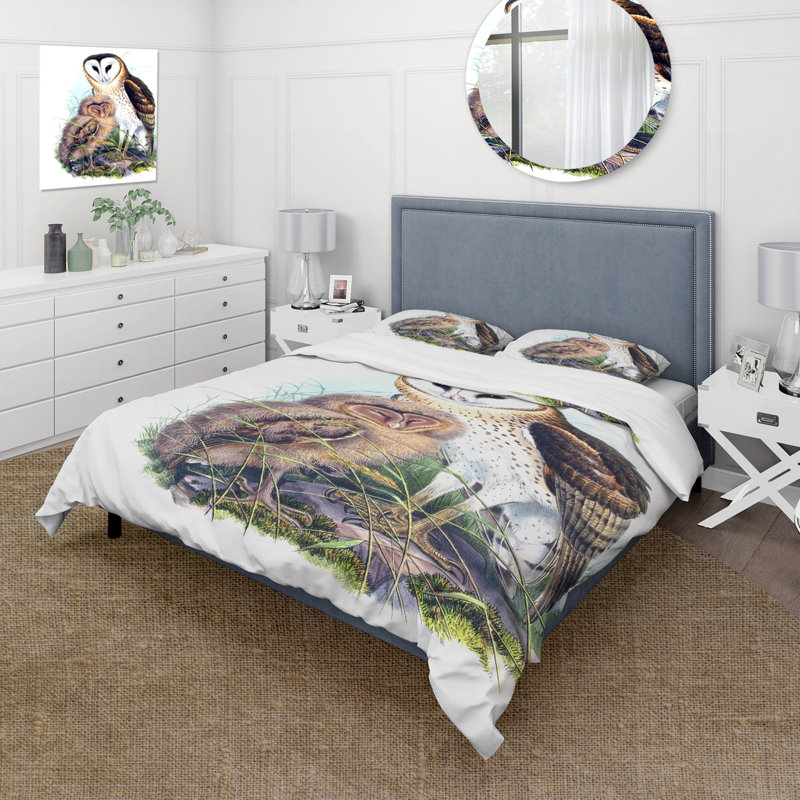 Ensemble de housse de couette traditionnel Vintage Birds I - microfibre de polyester