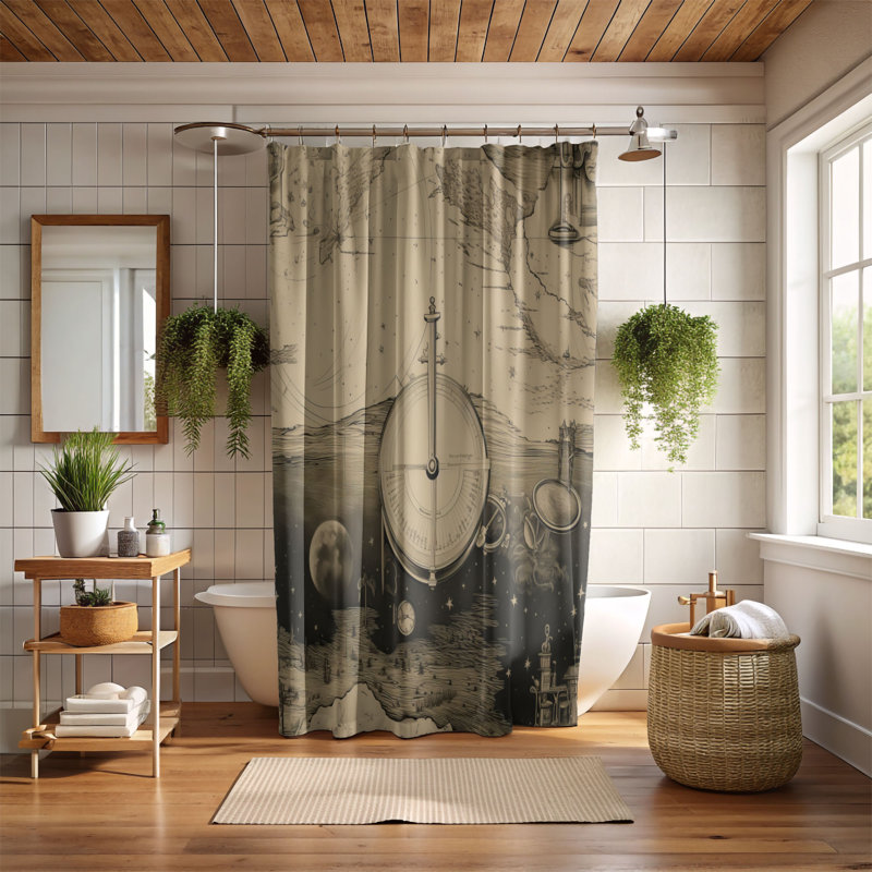 Cicily Abstract Shower Curtain, 74"H x 71"W