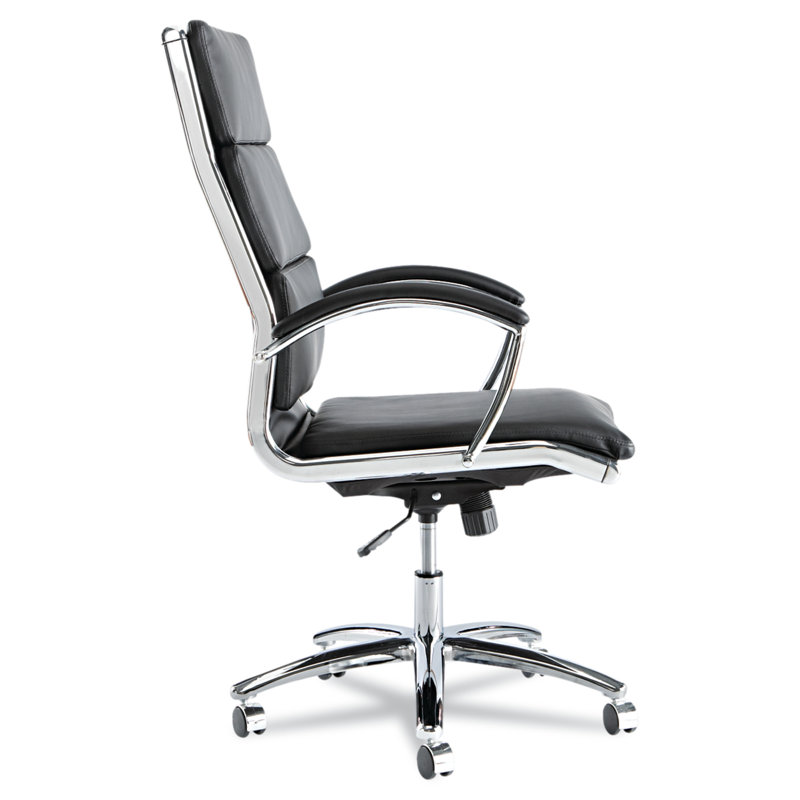 Napoli High Back Swivel Black Leather Office Chair with Chrome Base