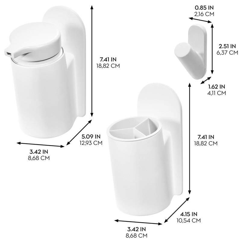 Ensemble d'accessoires de salle de bain auto-adhésif 3 pièces iDesign