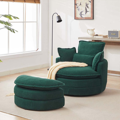 Fauteuil demi-tonneau pivotant de 52,15 po avec repose-pieds Mclees