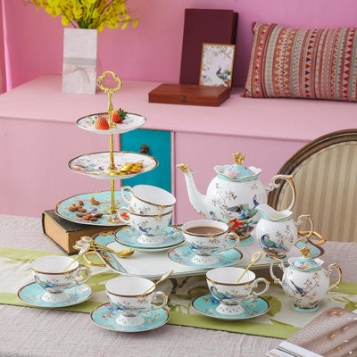 Exquisite bone china tea set with teapot